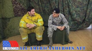 Firefighter Landon's First Gay Blowjob