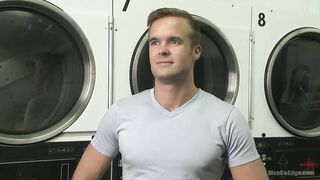 Cute guy overpowered and edged in the laundromat