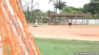 Naked baseball player loves wood