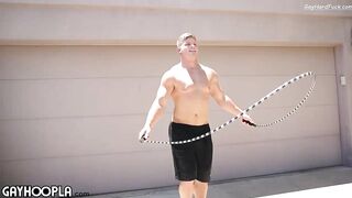 Beefy Jesse Brooks Jerks OFF Outside Poolside